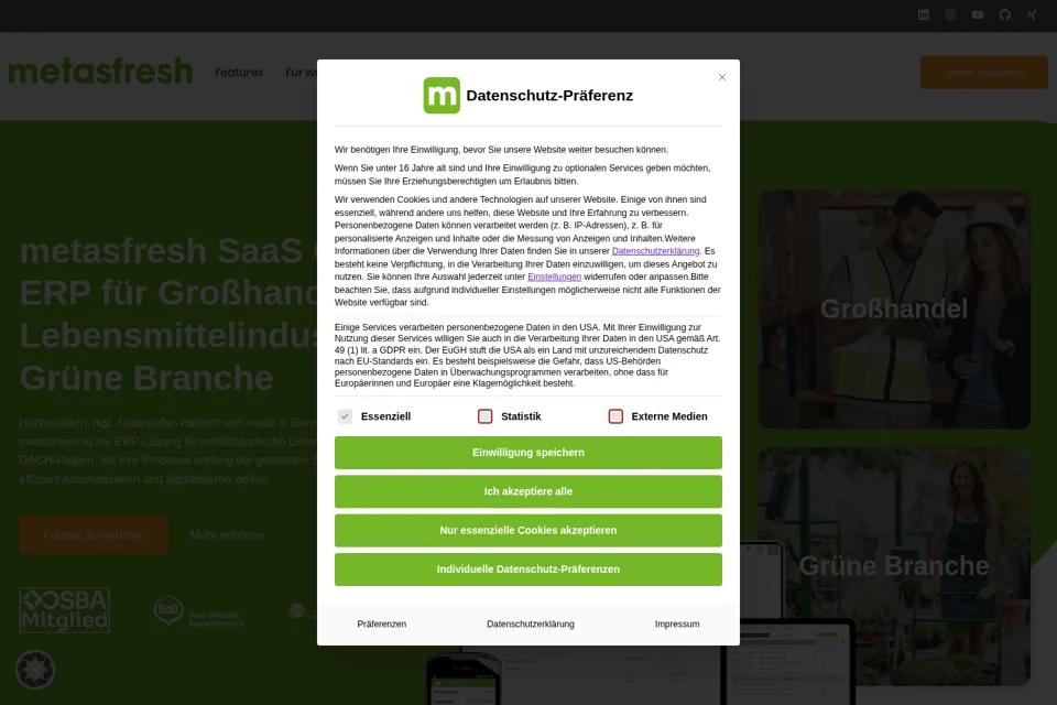 Aperçu de la landing page