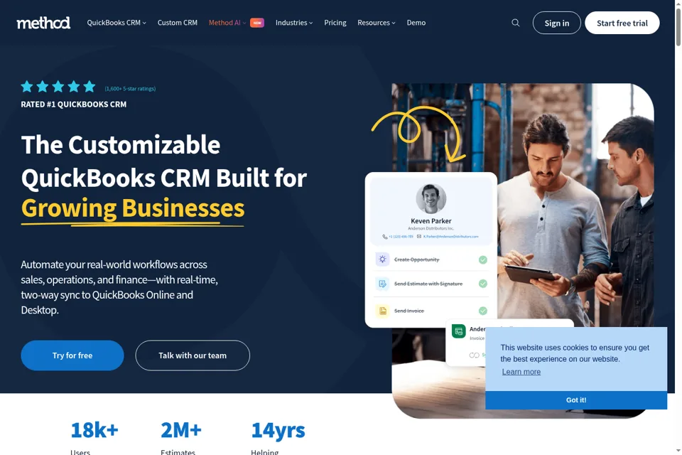 Aperçu de la landing page