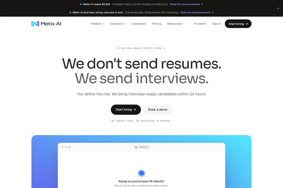 Aperçu de la landing page