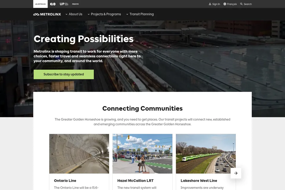 Aperçu de la landing page