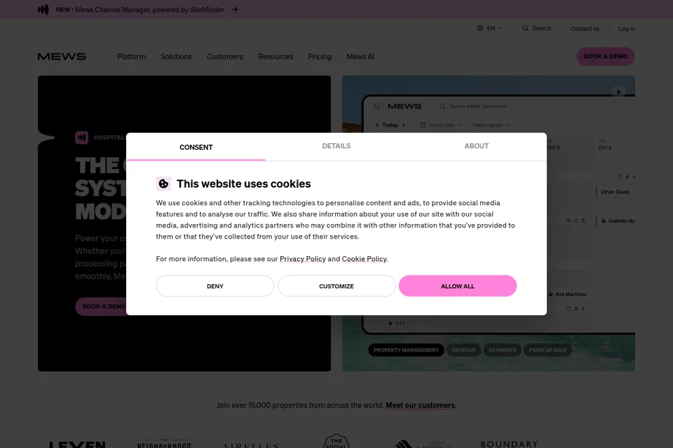 Aperçu de la landing page