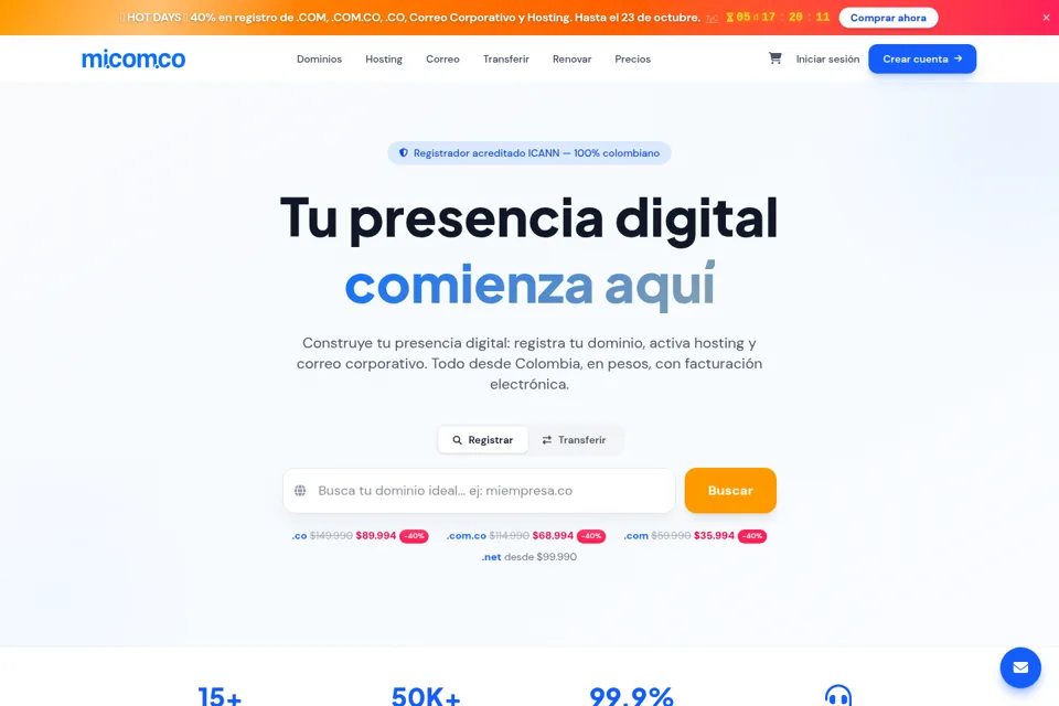 Aperçu de la landing page
