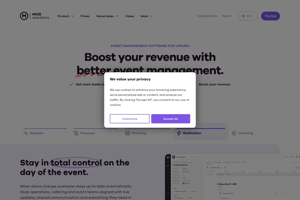 Aperçu de la landing page