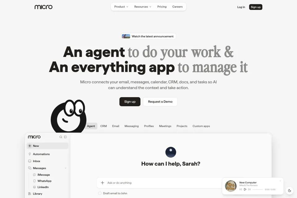 Aperçu de la landing page