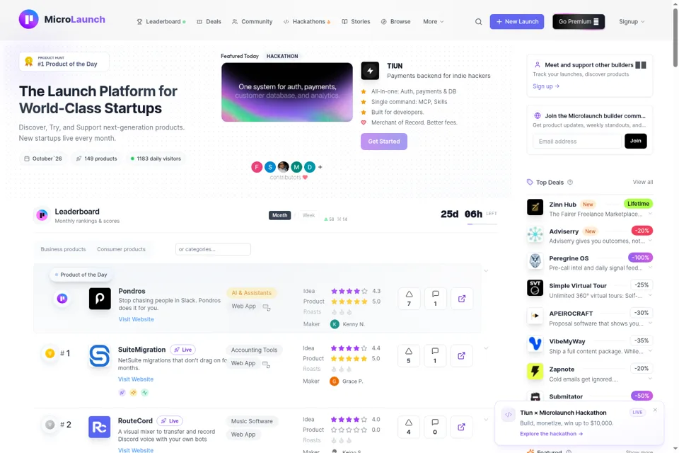 Aperçu de la landing page
