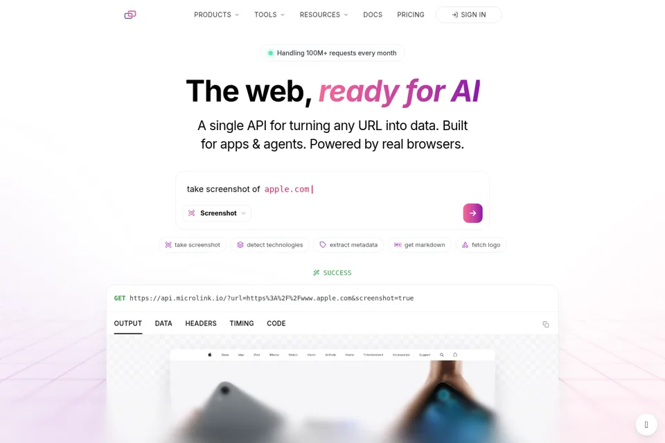 Landing page preview