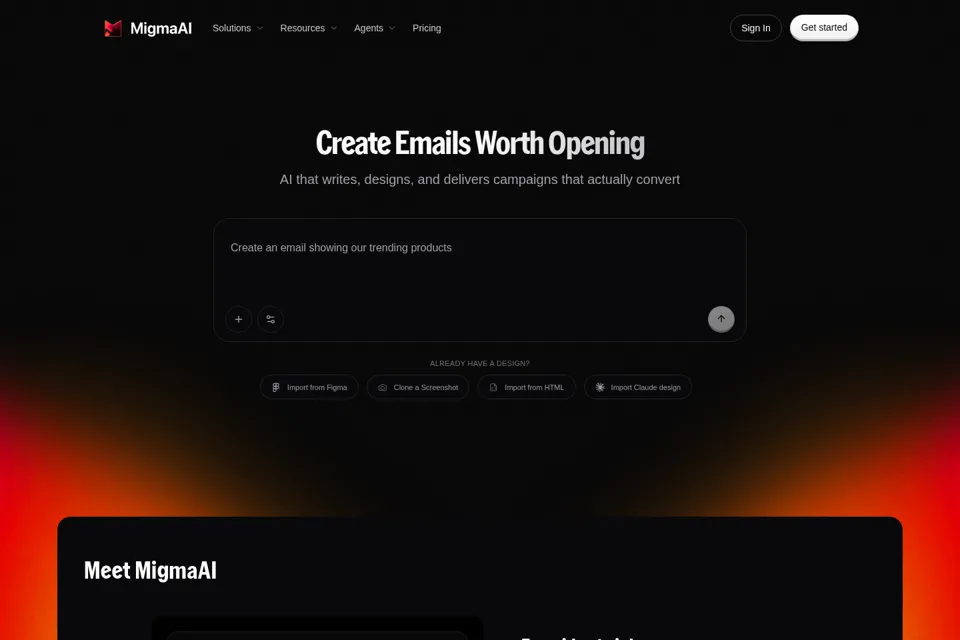 Aperçu de la landing page