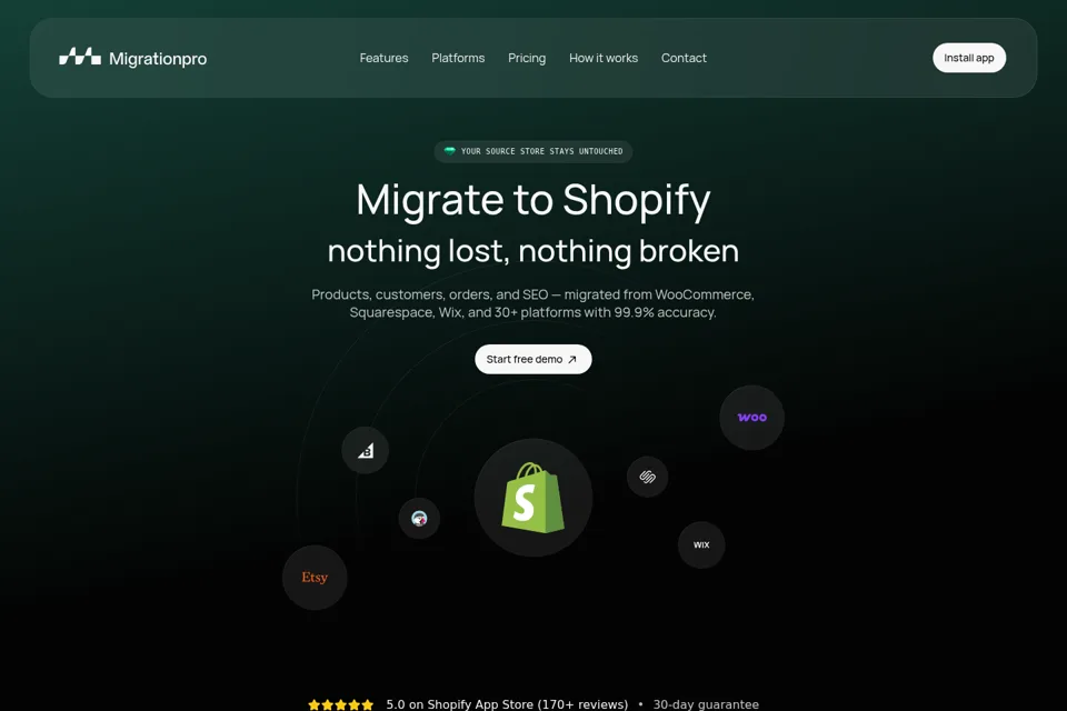 Aperçu de la landing page