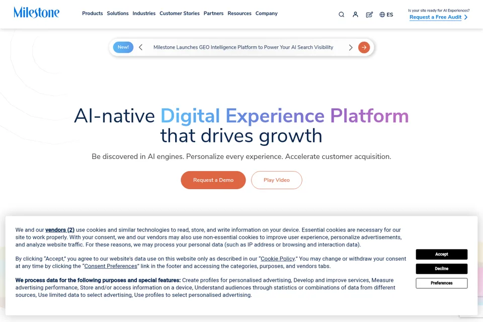 Aperçu de la landing page