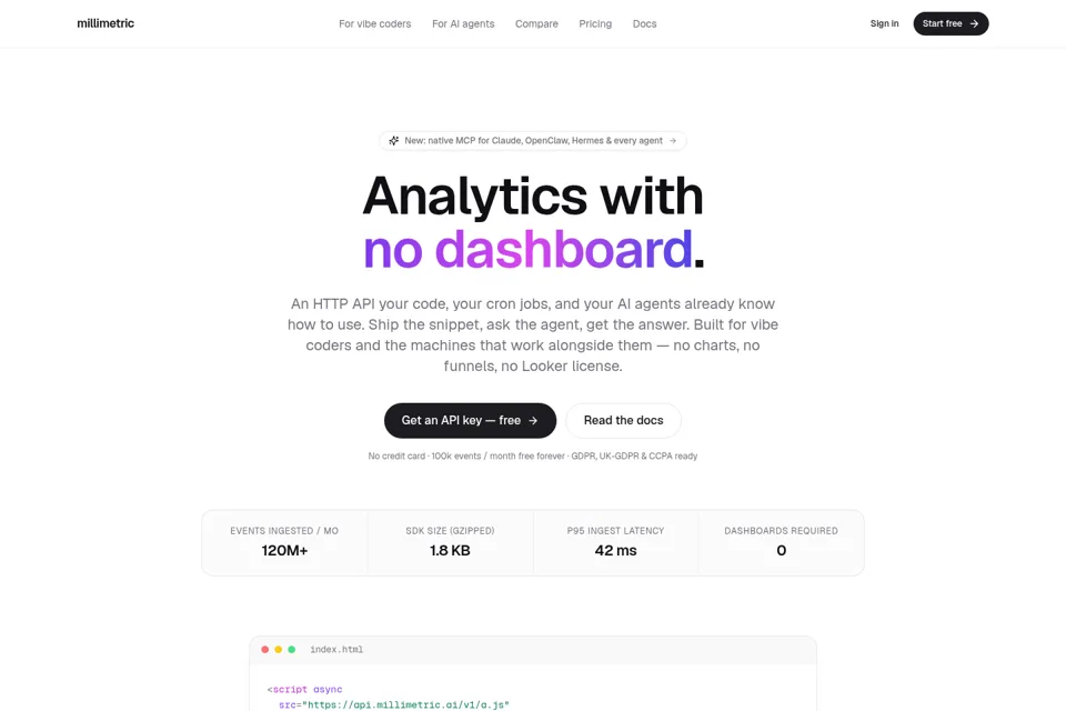 Aperçu de la landing page