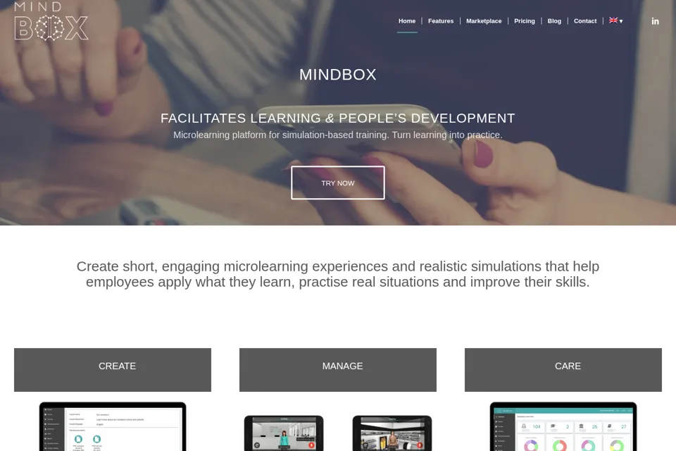Aperçu de la landing page