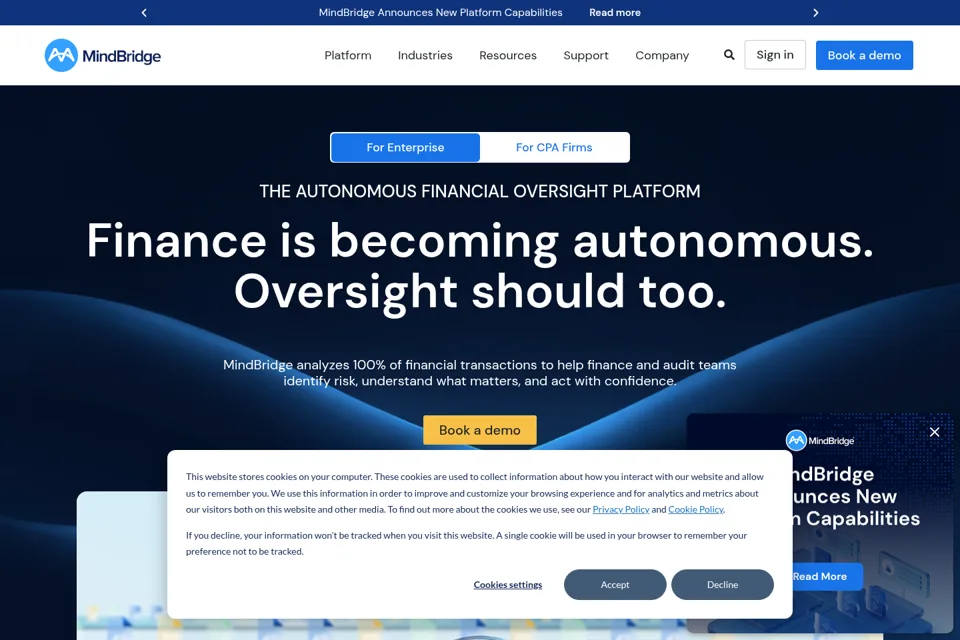Aperçu de la landing page