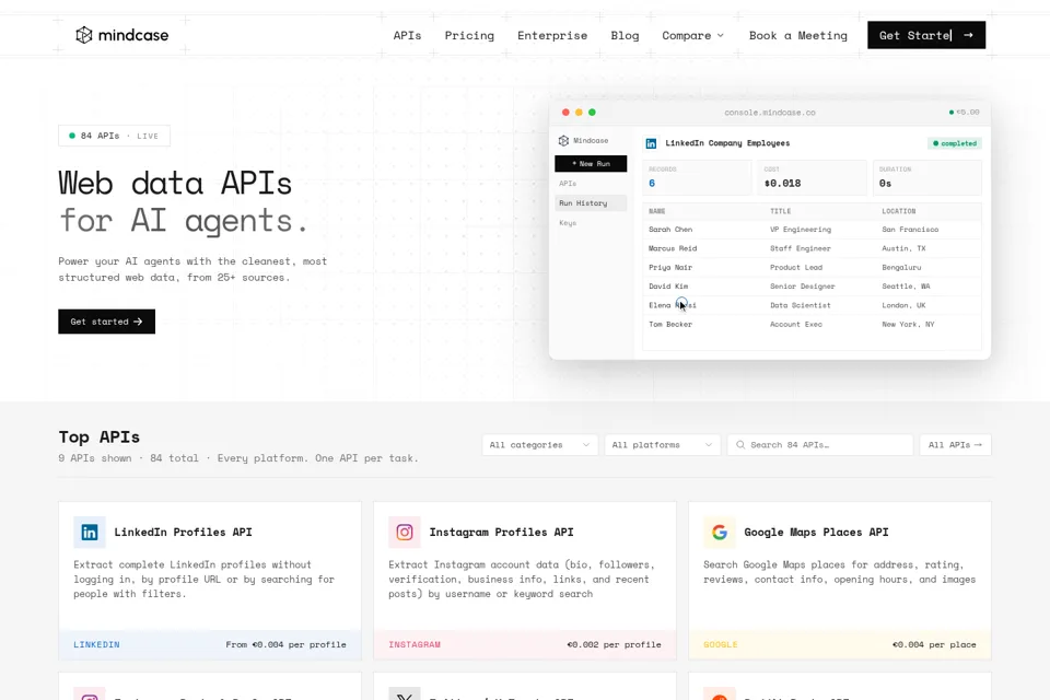 Aperçu de la landing page