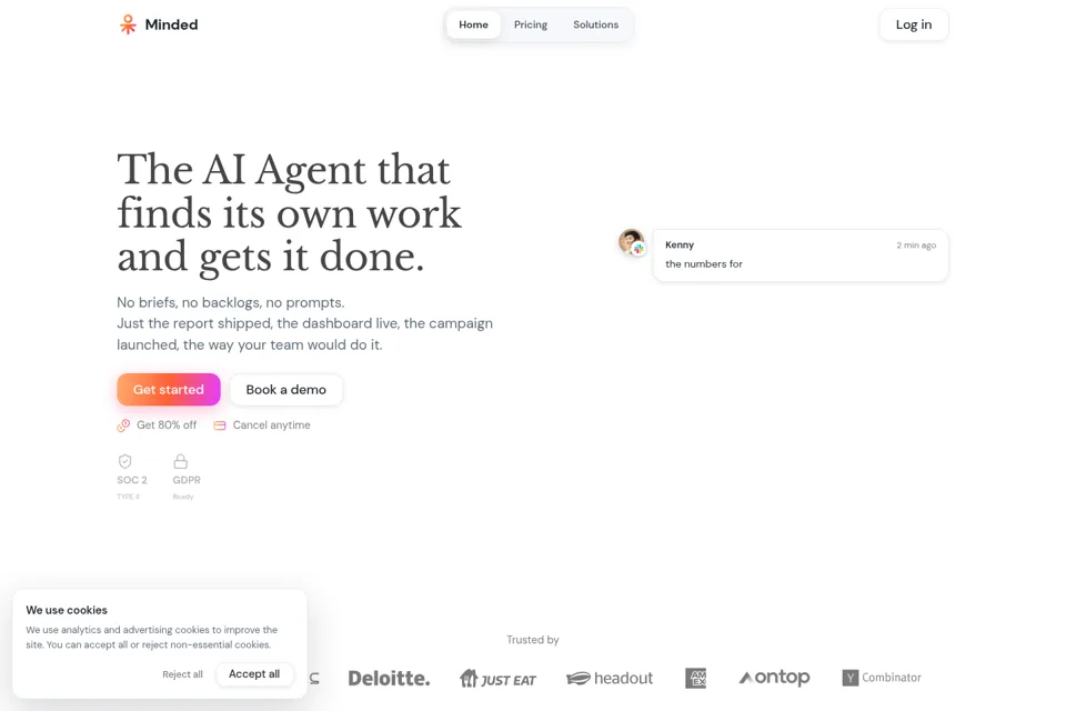 Aperçu de la landing page