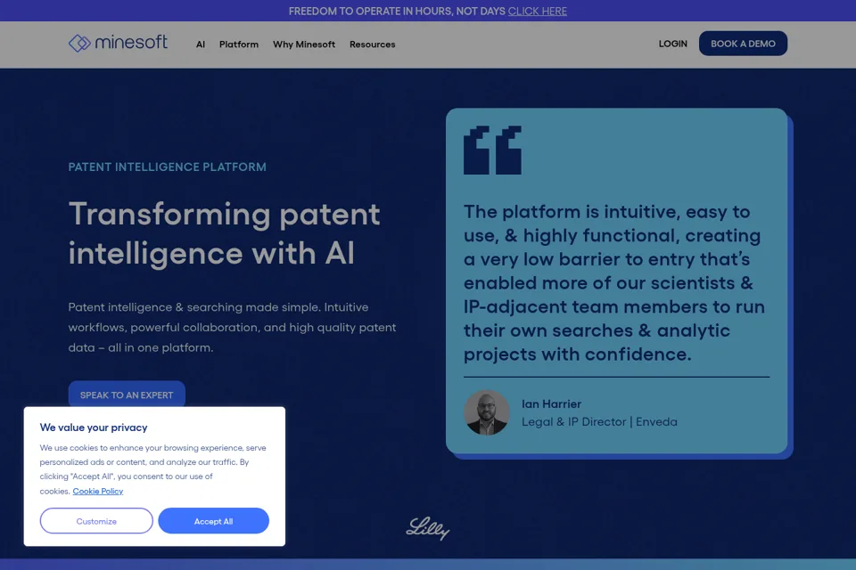Aperçu de la landing page