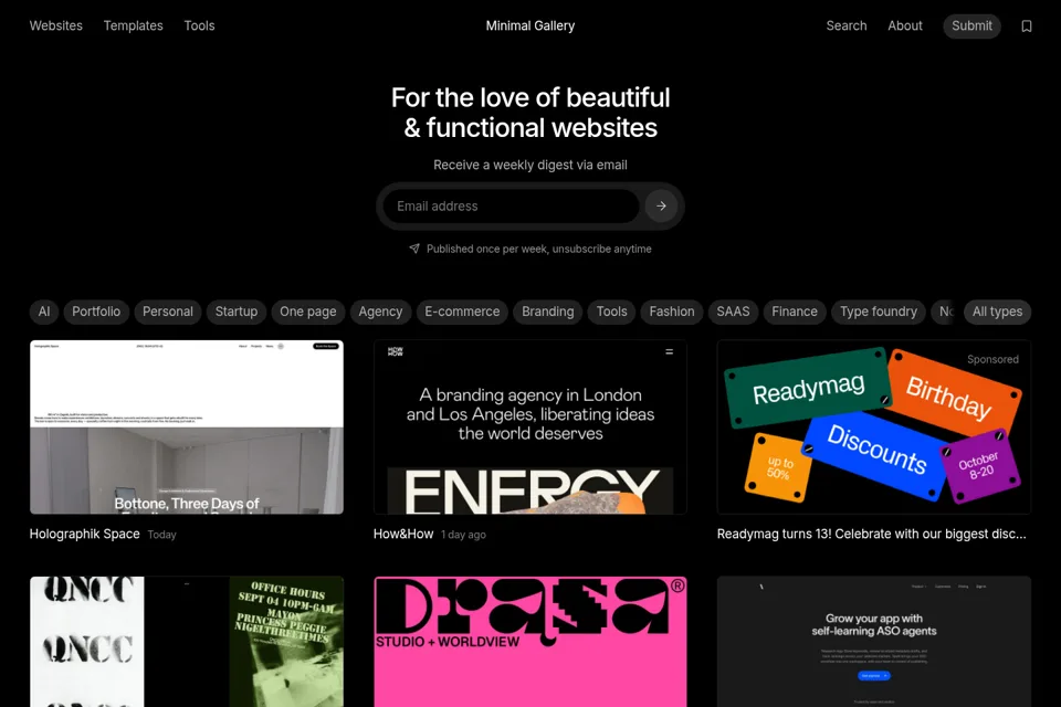 Aperçu de la landing page