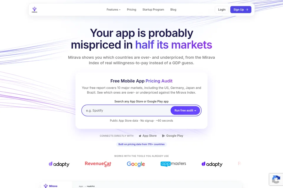 Aperçu de la landing page