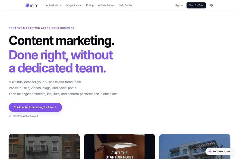 Aperçu de la landing page