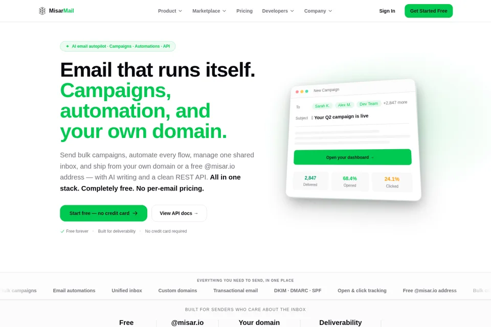 Aperçu de la landing page
