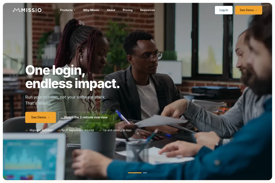 Aperçu de la landing page