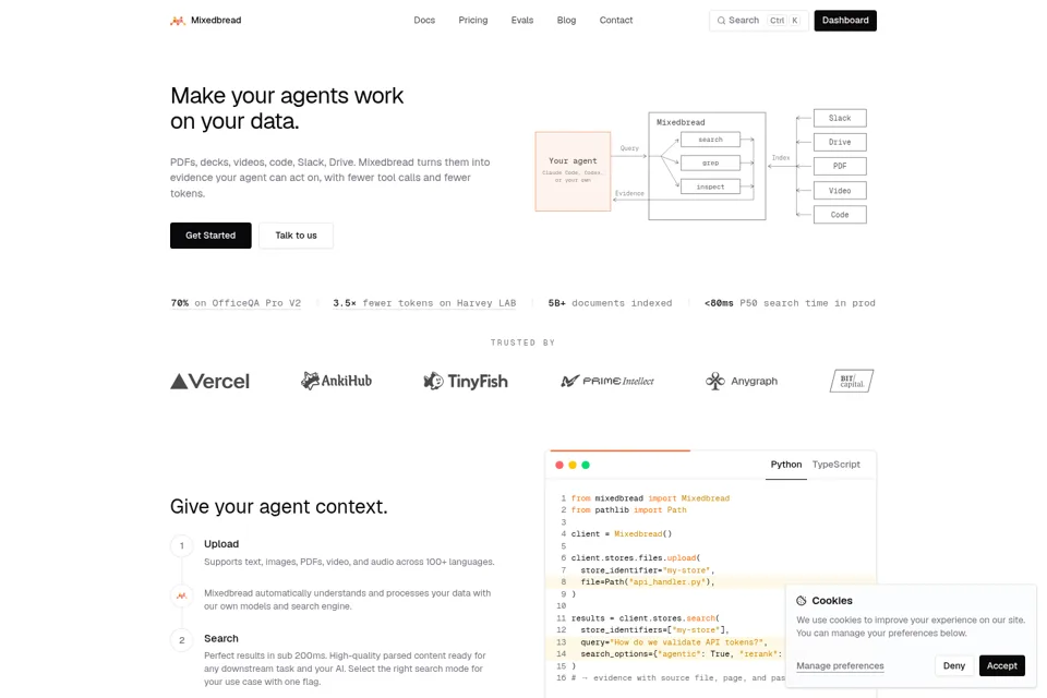 Aperçu de la landing page
