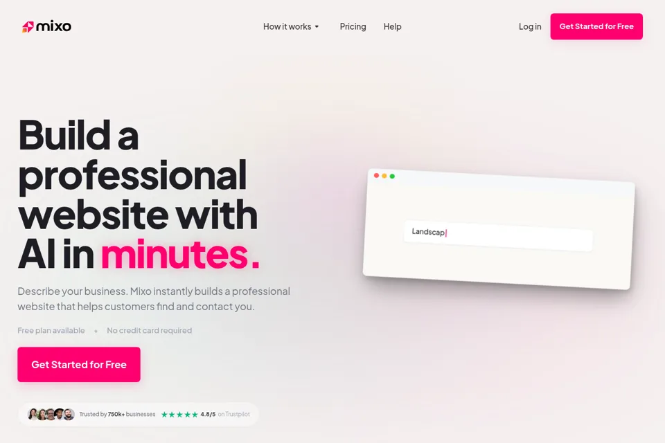 Aperçu de la landing page