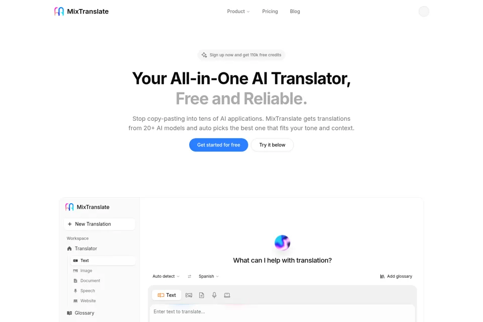 Aperçu de la landing page