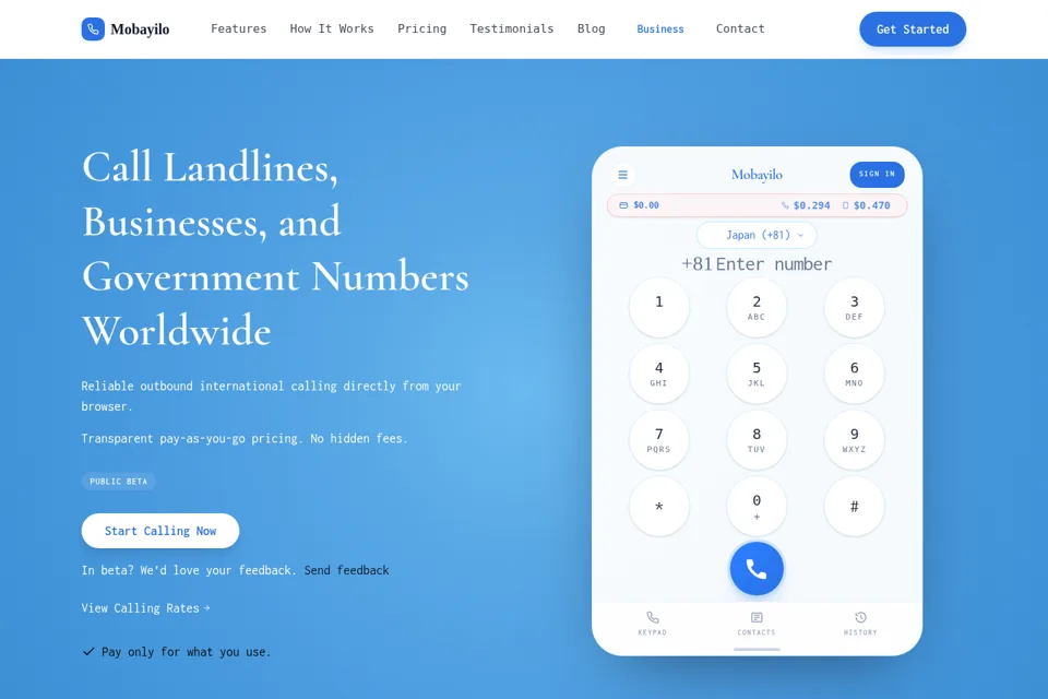 Aperçu de la landing page