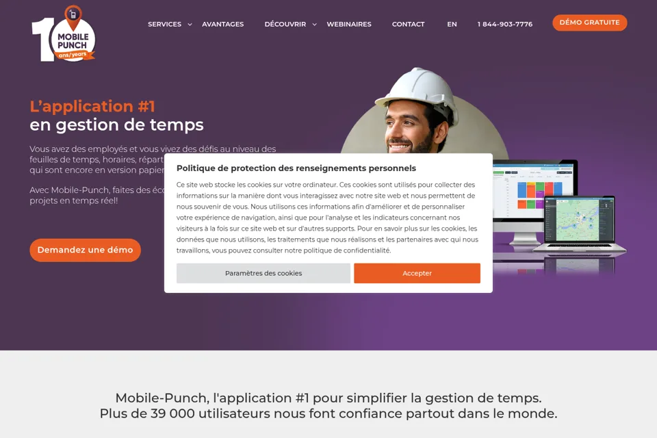 Aperçu de la landing page