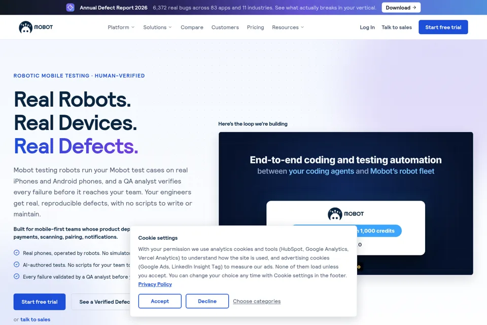 Aperçu de la landing page