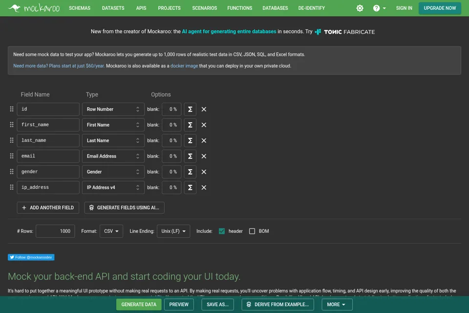 Aperçu de la landing page