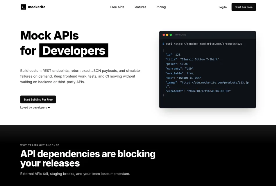 Aperçu de la landing page