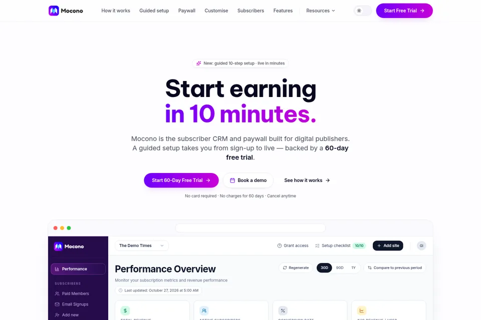 Aperçu de la landing page