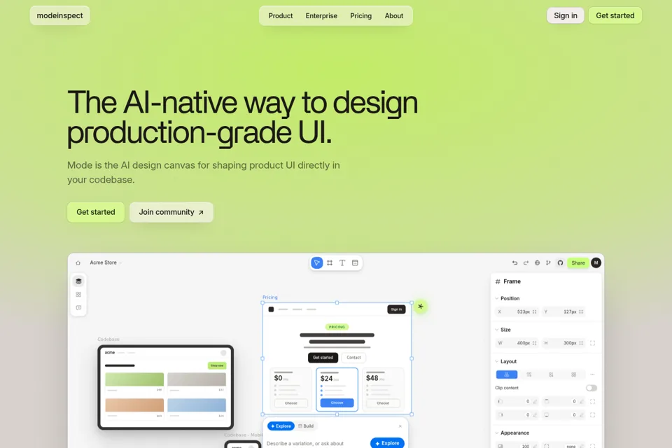 Aperçu de la landing page