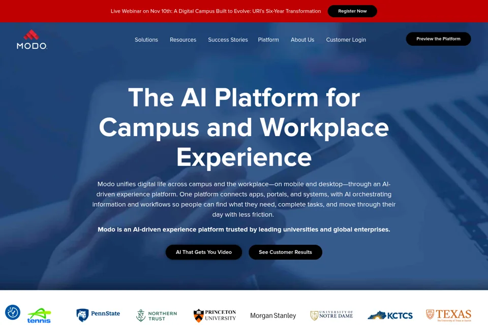 Aperçu de la landing page