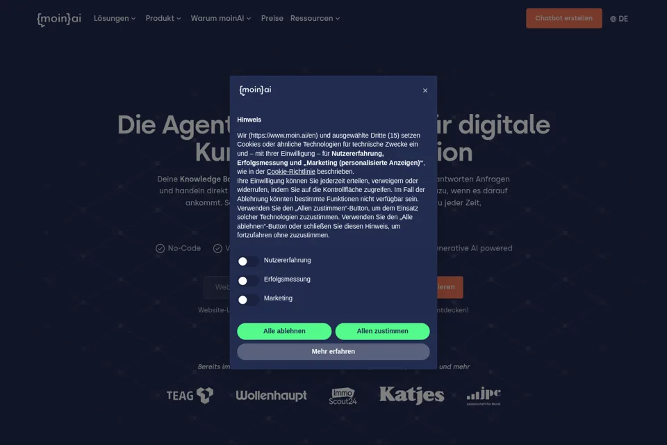 Aperçu de la landing page