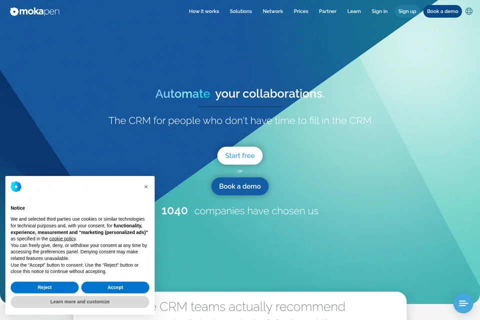 Aperçu de la landing page