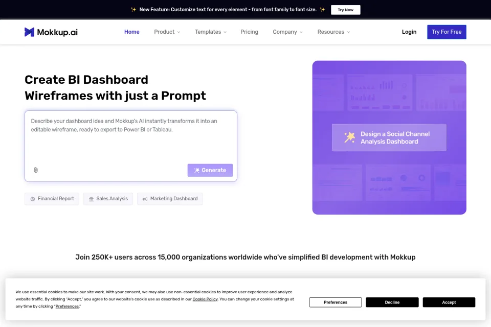 Aperçu de la landing page