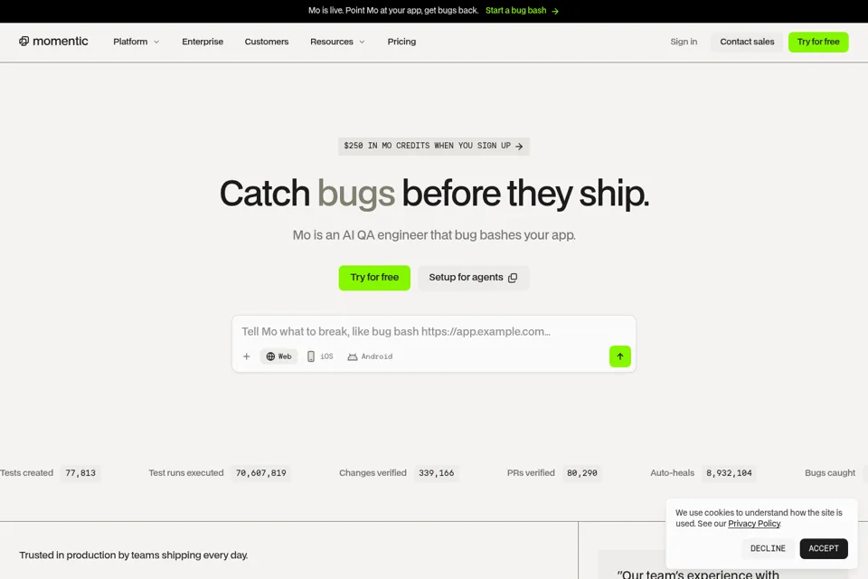 Landing page preview