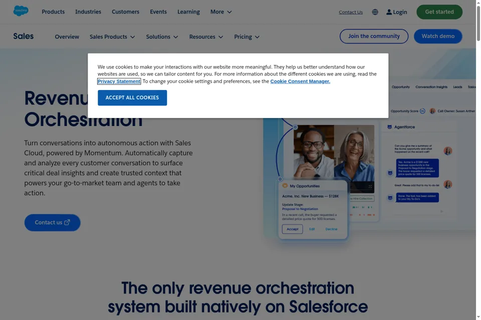 Aperçu de la landing page