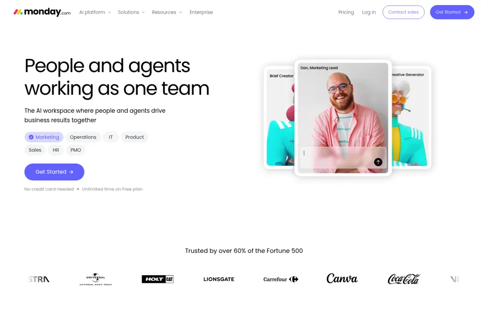Aperçu de la landing page