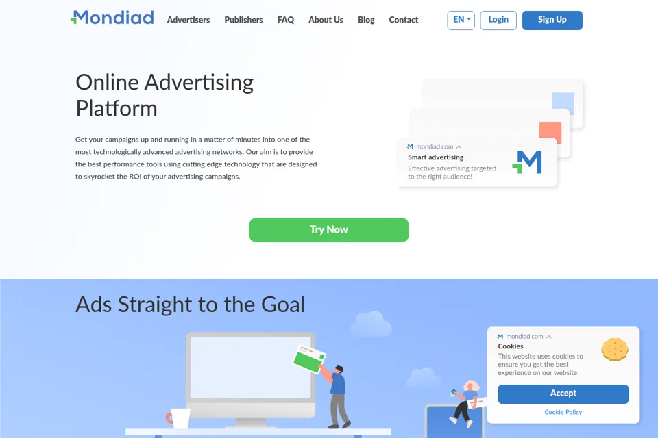 Aperçu de la landing page