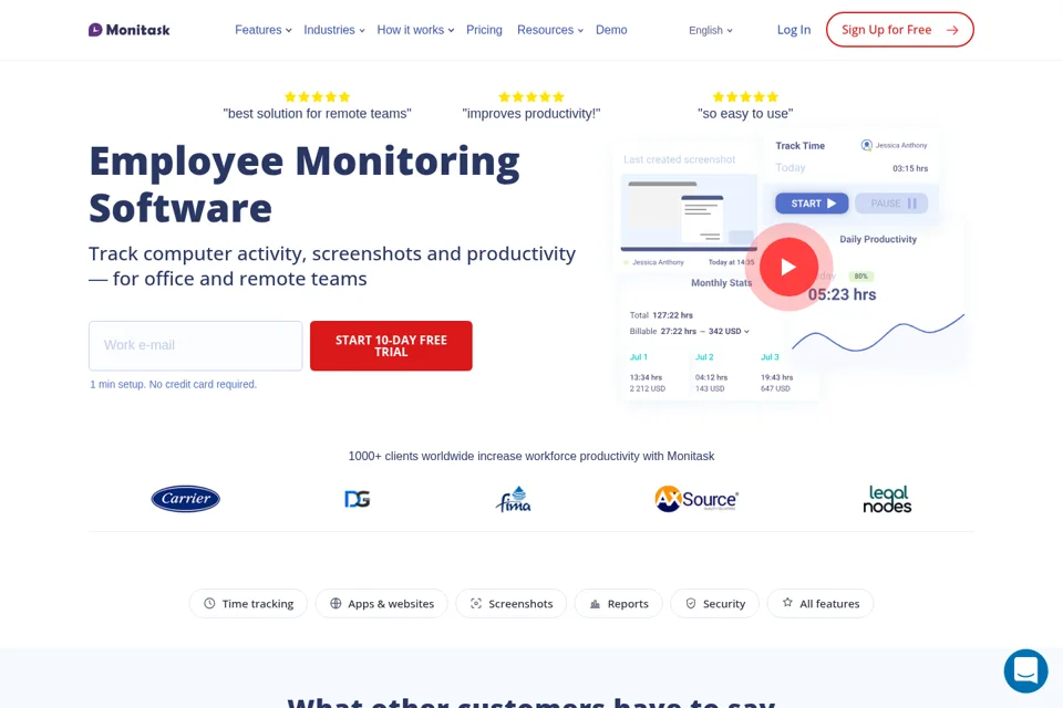 Aperçu de la landing page