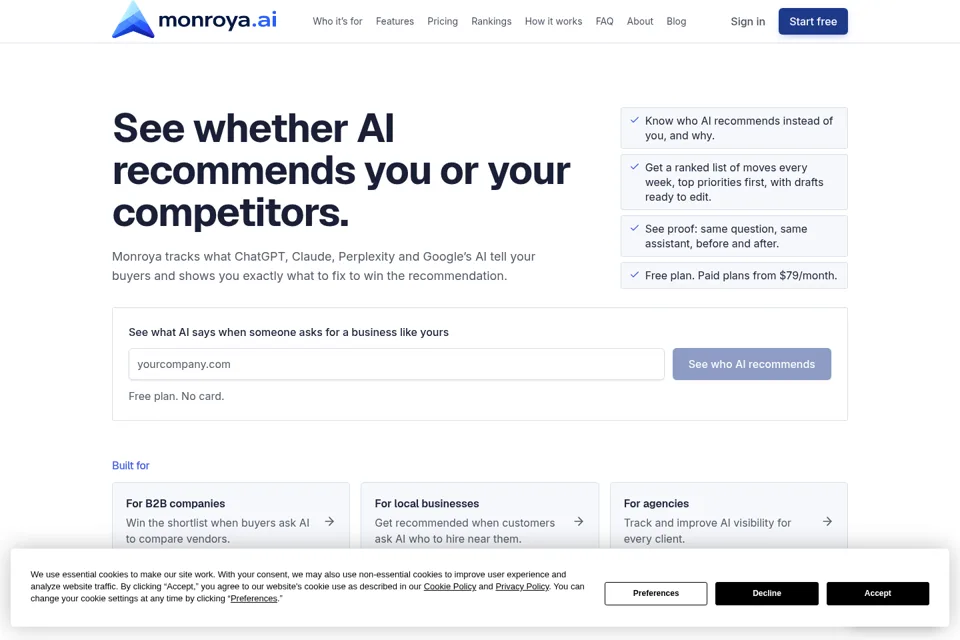 Aperçu de la landing page
