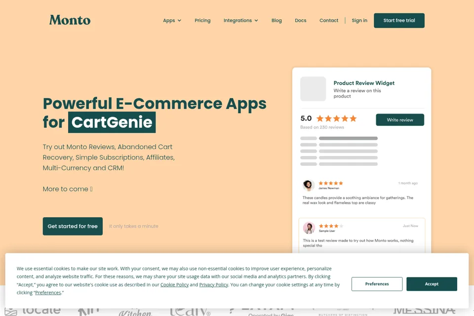 Aperçu de la landing page
