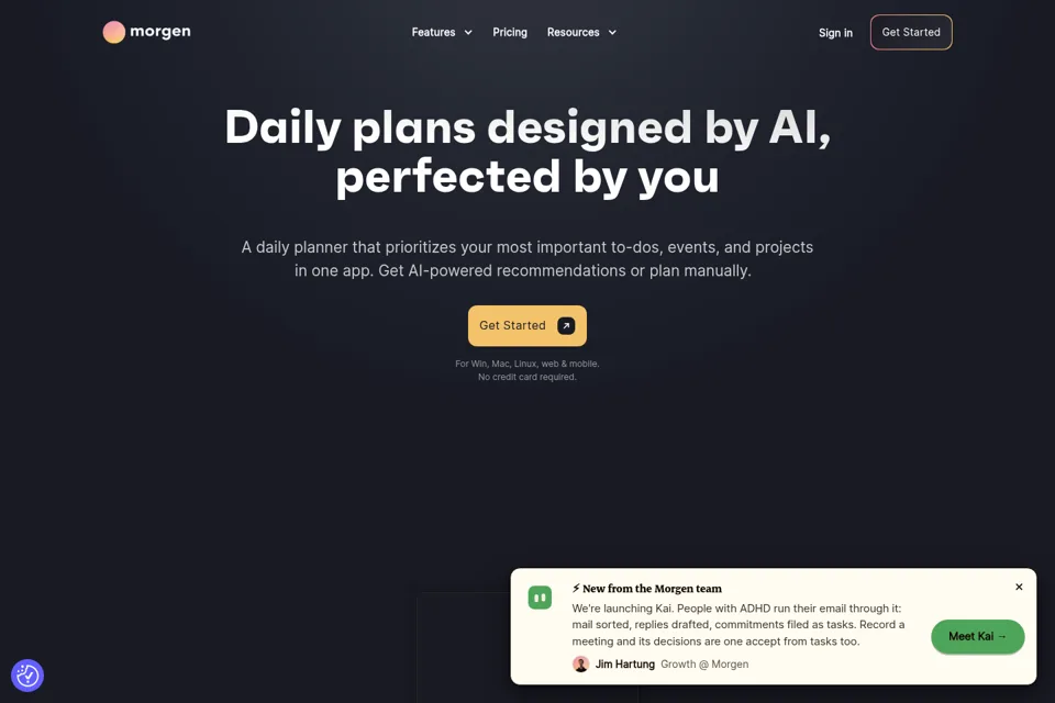 Aperçu de la landing page