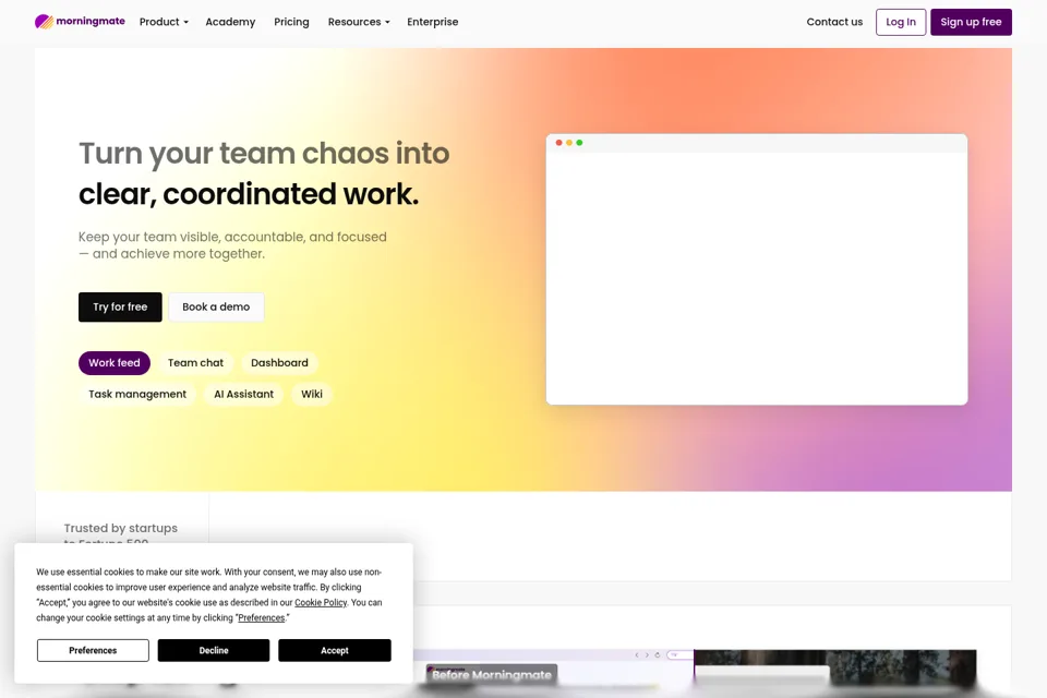 Aperçu de la landing page