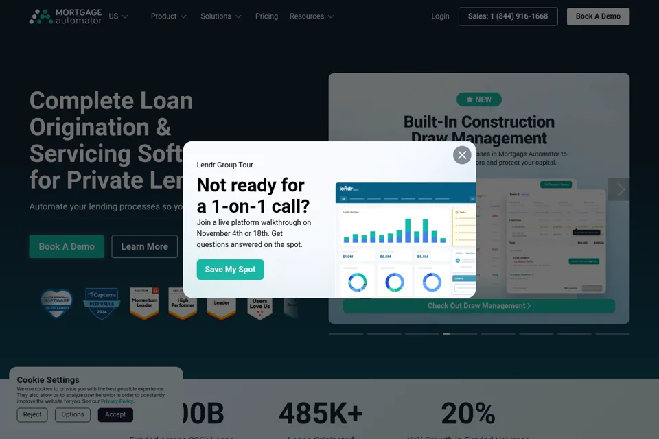Aperçu de la landing page