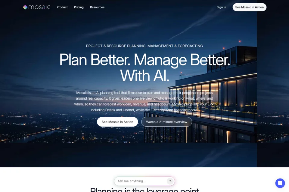 Aperçu de la landing page
