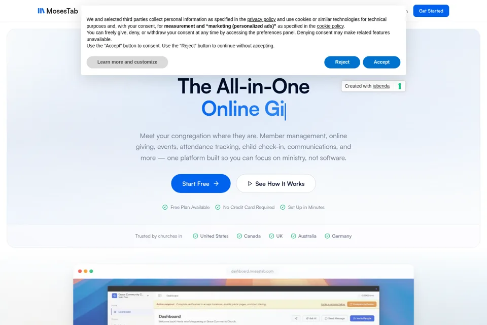 Aperçu de la landing page